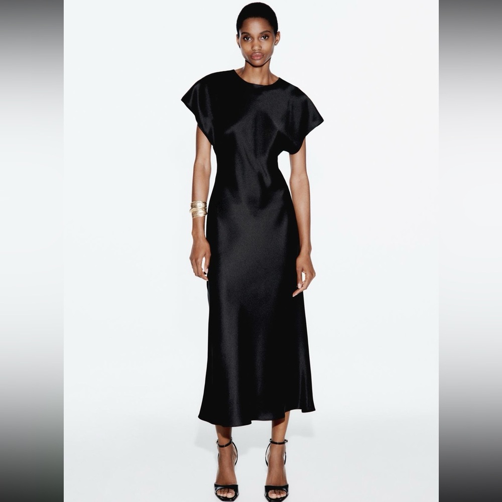 Zara Satin Effect Midi Dress